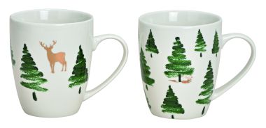  - Weihnachtskollektion - Merchandise WH - Becher Winterwald Dekor aus Porzellan