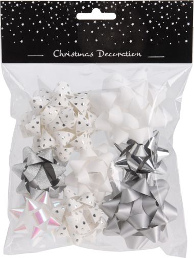 - Weihnachtskollektion - Geschenkbänder WH - Geschenkband-Schleifen Set silber