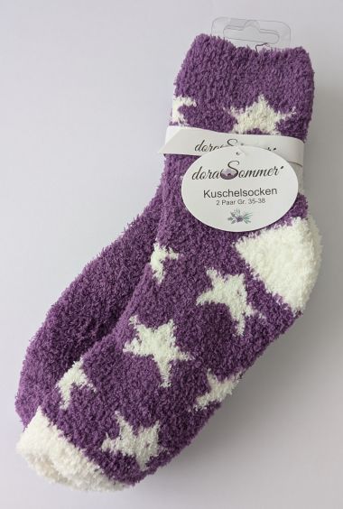  - Weihnachtskollektion - Merchandise WH - Kuschelsocken Violett "Sterne"