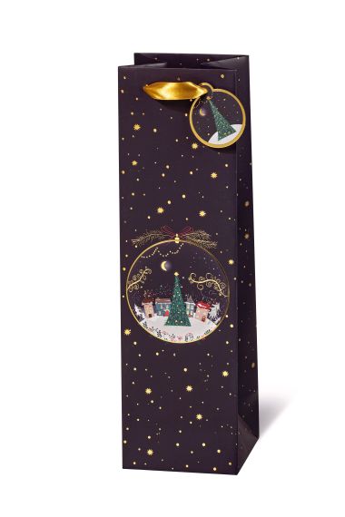  - Weihnachtskollektion - Flaschentaschen - Geschenktasche Winter Village