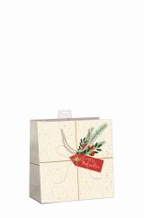 Geschenktasche Weihnachten beige Klein