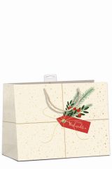 Geschenktasche Weihnachten beige Gross