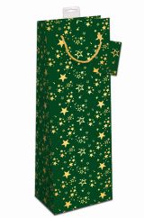 Flaschentasche Grün/Gold Sterne