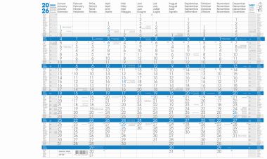  - Kalender - Office Kalender - Jahres Wandplaner gefaltet