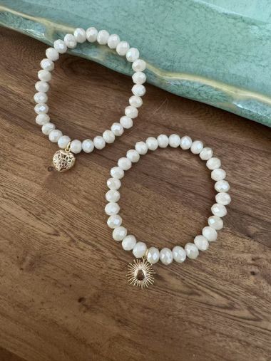  - Andreani Schmuck - Armbänder - Armband aus Glas 8 mm mit Charm gold