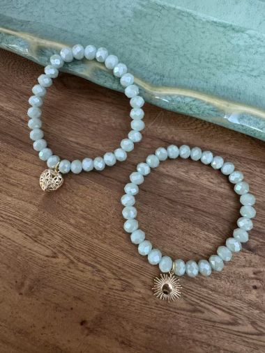  - Andreani Schmuck - Armbänder - Armband aus Glas 8 mm mit Charm gold