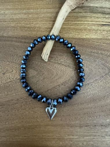  - Andreani Schmuck - Armbänder - Armband aus Glas 6 mm mit Herz silber