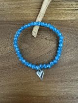 Armband aus Glas 6 mm mit Herz silber