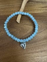 Armband aus Glas 6 mm mit Herz silber
