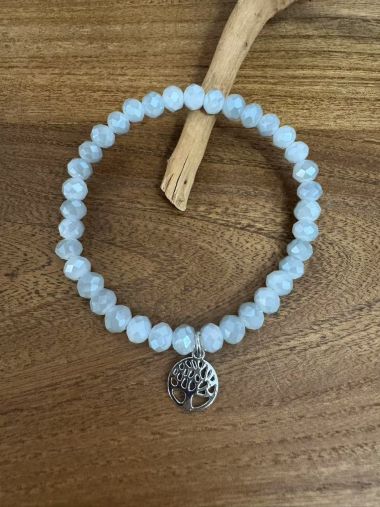  - Andreani Schmuck - Armbänder - Armband aus Glas 6 mm mit Charm silber