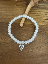 Armband aus Glas 6 mm mit Charm silber