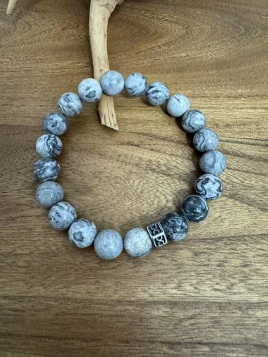  - Andreani Schmuck - Armbänder - Männerarmband echte Steine 10 mm / Gr.22