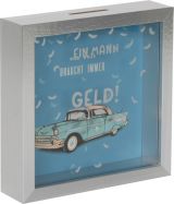 Spardose mit Glasfront-Ein Mann...