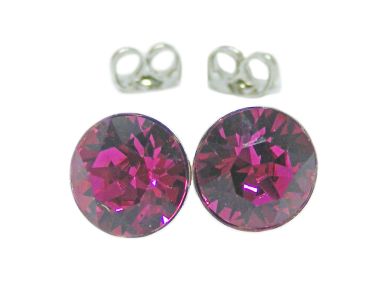  - Geschenkartikel Allgemein - Ohrstecker Saphira Schmuck 6mm - Ohrstecker Saphira Fuchsia