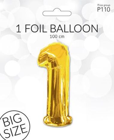  - Geschenkartikel Allgemein - Folienballon / Luftballon - Folien Ballon 1 Gold