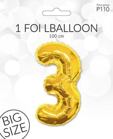  - Geschenkartikel Allgemein - Folienballon / Luftballon - Folien Ballon 3 Gold