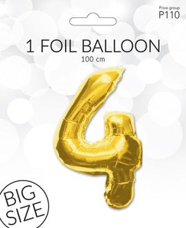  - Geschenkartikel Allgemein - Folienballon / Luftballon - Folien Ballon 4 Gold