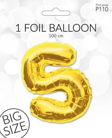  - Geschenkartikel Allgemein - Folienballon / Luftballon - Folien Ballon 5 Gold