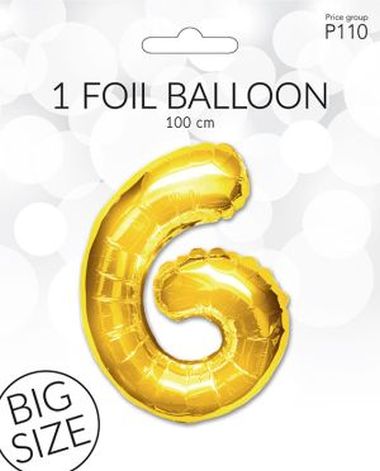  - Geschenkartikel Allgemein - Folienballon / Luftballon - Folien Ballon 6 Gold