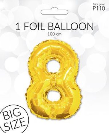  - Geschenkartikel Allgemein - Folienballon / Luftballon - Folien Ballon 8 Gold