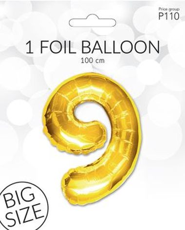  - Geschenkartikel Allgemein - Folienballon / Luftballon - Folien Ballon 9 Gold
