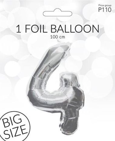  - Geschenkartikel Allgemein - Folienballon / Luftballon - wfa Folien Ballon 4 Silber