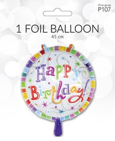  - Geschenkartikel Allgemein - Ausverkaufte Geschenkartikel - wfa FolienBallonHappyBirthday Rund