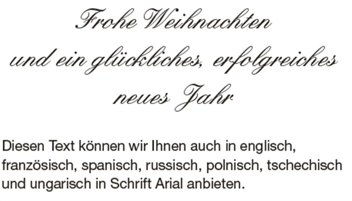  - Grusskarten für Firmen - auf Wunsch mit Eindruck erhältlich - Eindruck Standardtexte - e-Shop Eindruck Standard